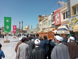 تشییع همسر شهید انقلاب بوشهر در حرم حضرت معصومه(ع) 